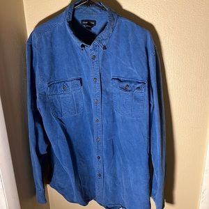 Lands End Men’s Chambray Flannel Shirt Size XLT Color Denim Blue